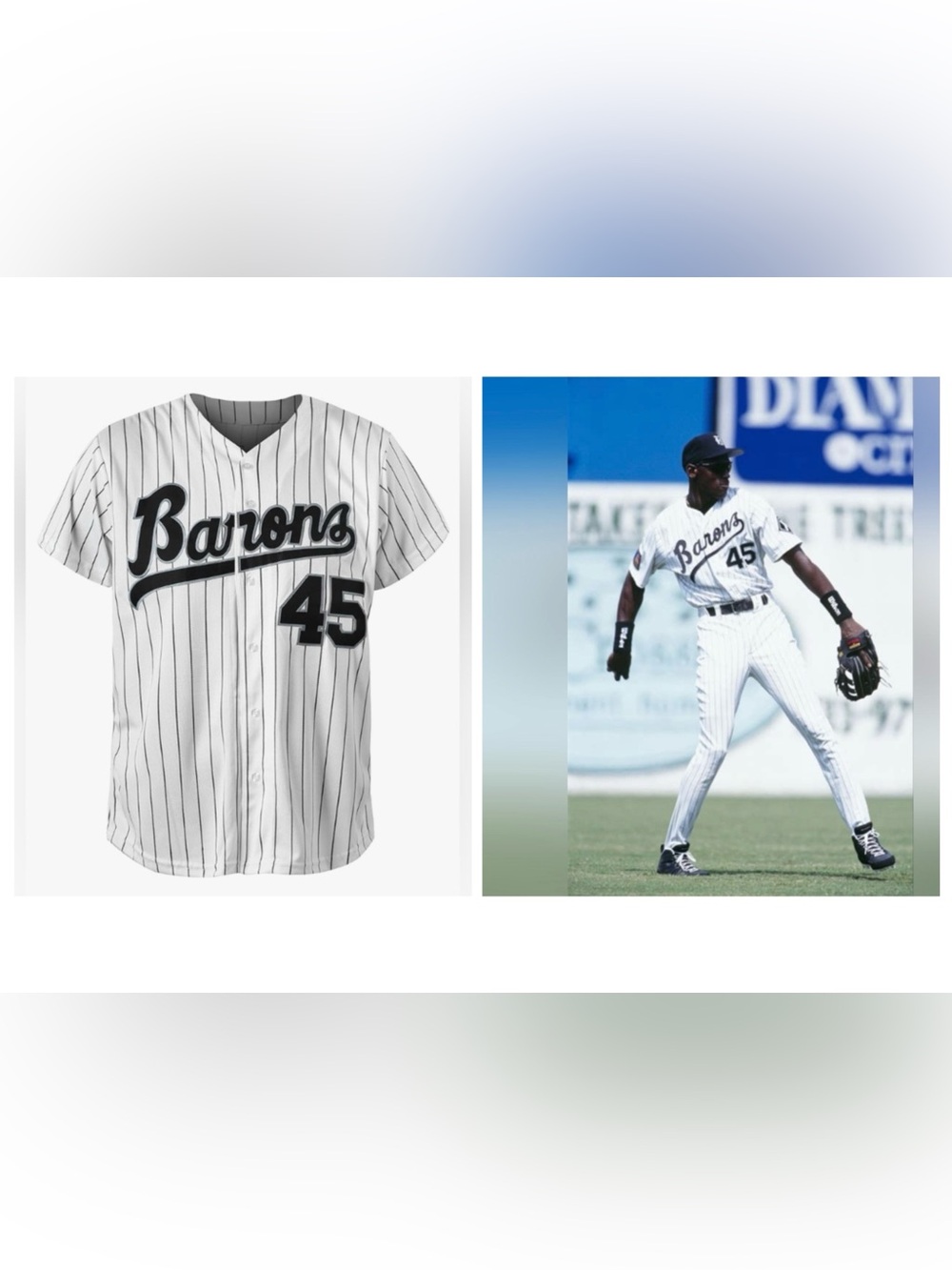 Michael Jordan Birmingham Barons White Pinstripe Baseball Jersey #45 / White Sox